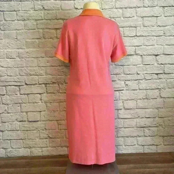 Talbots shirt dress with collar pink orange size L - Picture 3 of 8
